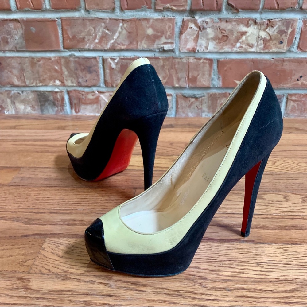 Christian Louboutin Heels. Cream and Black Luxury